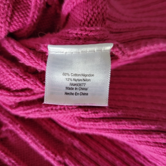 St Johns Bay Classic Womens Cotton Chunky Cable Knit Sweater Pink Petite XL Y2k - Picture 6 of 7